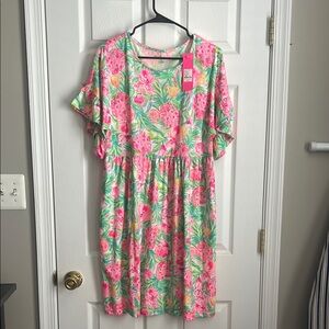 NWT Lilly Pulitzer Pink and Green Resort White Pear Necessities dress. Size M
